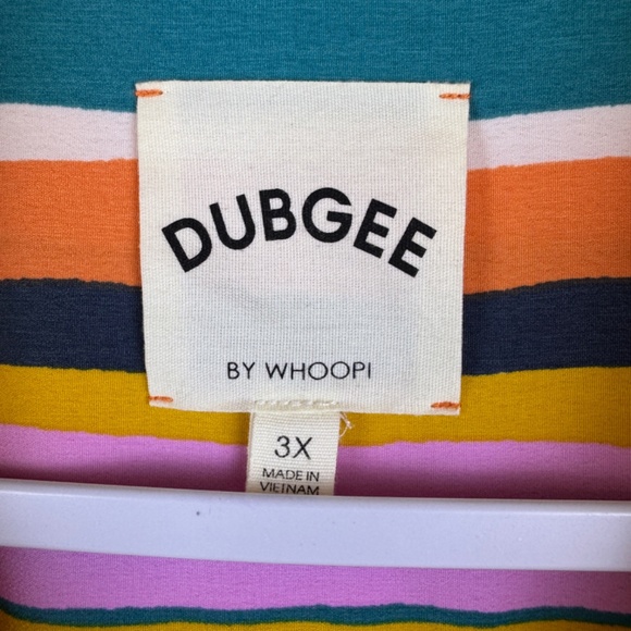 DUBGEE BY WHOOPI Multicolor Vertical Striped Casual Button Up Top / Size Plus 3X - Picture 13 of 15